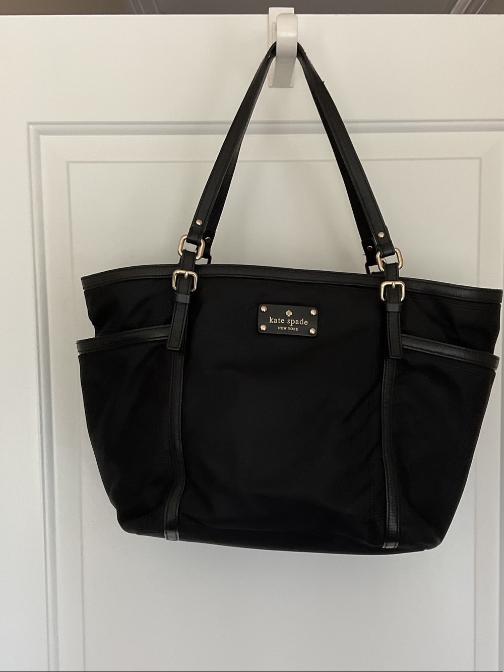 kate spade Black Nylon Tote with Gold Hardware